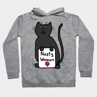 Cute Cat with Nasty Woman Sign Supports Kamala Harris Hoodie